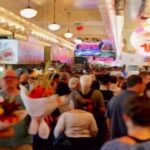 Photo of a crowded shopping mall.